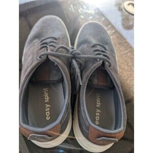 Easy Spirit Shoes Mens 8.5m Gray Knit Suede Lace Up Low Top Sneaker Canyon